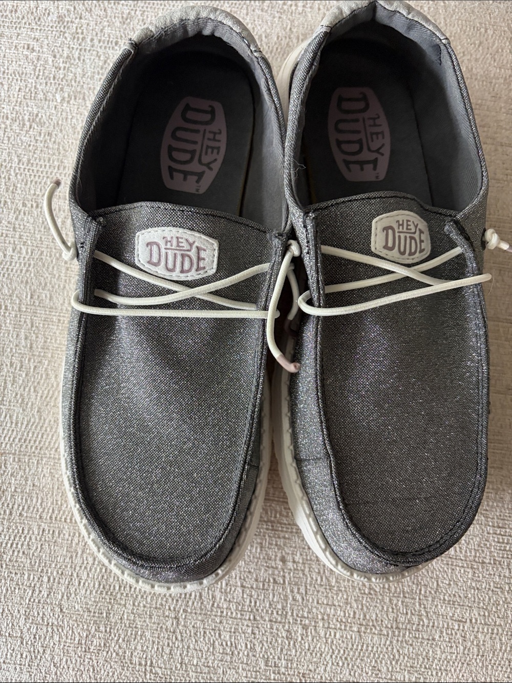 Hey Dude Women's Metallic Grey Slip-On Loafers